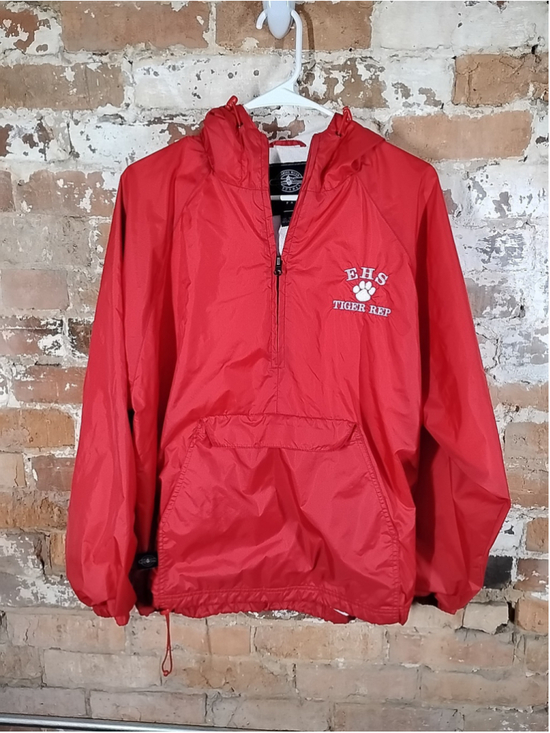 Charles River Apparel Jackets & Blazers - Eufaula High School Tiger Rep Red Half Zip Rain Jacket Charles River size Small
